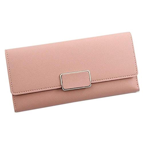 AQQWWER Geldbörsen für Damen Mode-Frauen-Mappe Lange Reißverschluss Fest Kartenhalter-Leder Geldbörse Frauen Kartenhalter-Mappen-Frauen-beiläufige Wallet (Color : Pink) von AQQWWER