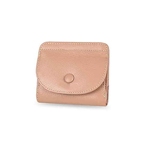 AQQWWER Geldbörsen für Damen Mode Kurze Brieftasche Tasche für Frauen Echtes Leder Kupplung Taschen Niedliche Kartenhalter Weibliche Falten Kleine Münze Geldbörse (Color : Pink) von AQQWWER