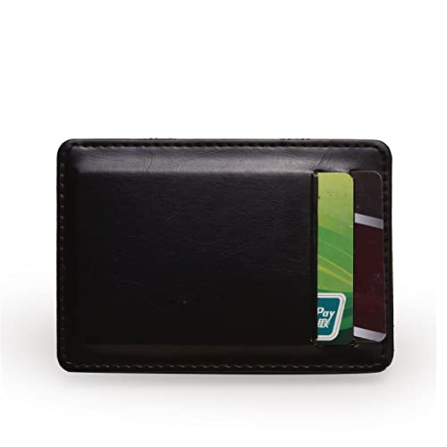 AQQWWER Geldbörsen für Damen New Thin Vertical Men Magic Wallet Small PU Leather Elastic Ribbon Purse Mini Solid ID Card Holder Bank Credit Card Case for Man (Color : Black) von AQQWWER