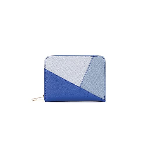 AQQWWER Geldbörsen für Damen Patchwork Kurze Brieftaschen für Frauen Mini-Kartenhalter Brieftasche Damen Münze Geldbörsen Große Kapazität Kupplungsbeutel (Color : Blue) von AQQWWER