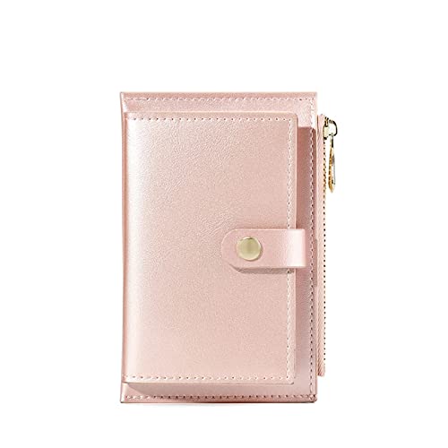 AQQWWER Geldbörsen für Damen Pearl LaserLeather Zipper WomenWallet Short Ladies Coin Purse Female Money Bag Clip Credit Card Holder Clutch (Color : Pink) von AQQWWER