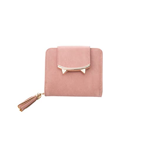 AQQWWER Geldbörsen für Damen Pu. Mode Geldbörsen für Frauen Nette Kurze Brieftasche Einfache und frische Damen Münze Geldbörse Reißverschluss Schnalle Kartentasche (Color : Pink) von AQQWWER