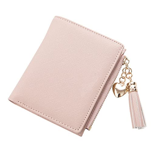 AQQWWER Geldbörsen für Damen Quaste Frauen Brieftasche Kleine niedliche Brieftasche Frauen Kurze Leder Frauen Brieftaschen Reißverschluss Geldbörsen Weibliche Geldbörse Kupplung (Color : Pink) von AQQWWER