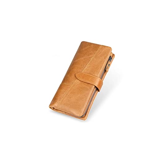 AQQWWER Geldbörsen für Damen Rindsleder Vintage Wallet Männliche Brieftasche Männer Lange Kupplungsbeutel mit Münzbörse Reißverschlusstasche von AQQWWER