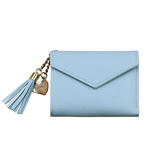 AQQWWER Geldbörsen für Damen Short Tassel Wallet Women Fashion Purse Female Mini Wallets New Korean Lovely Purse Female Small Wallet for (Color : Blue) von AQQWWER