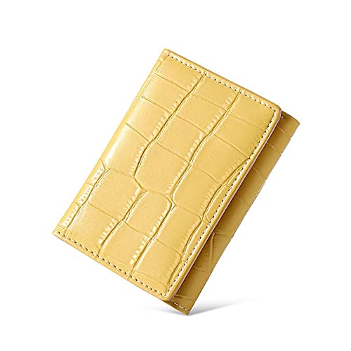 AQQWWER Geldbörsen für Damen Steinkorn-Tri-Fold-kleine Brieftasche, Lady Card Case, weiche Leder-Dame-Brieftasche, kurzer Absatz (Color : Yellow) von AQQWWER