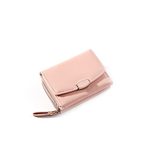 AQQWWER Geldbörsen für Damen Viele Abteilungen Trifold Frauen Geldbörsen mit Klemmmünze Geldbörsen Kartenhalter Kleine Brieftasche Weibliche Damen Geldbörse (Color : Pink) von AQQWWER