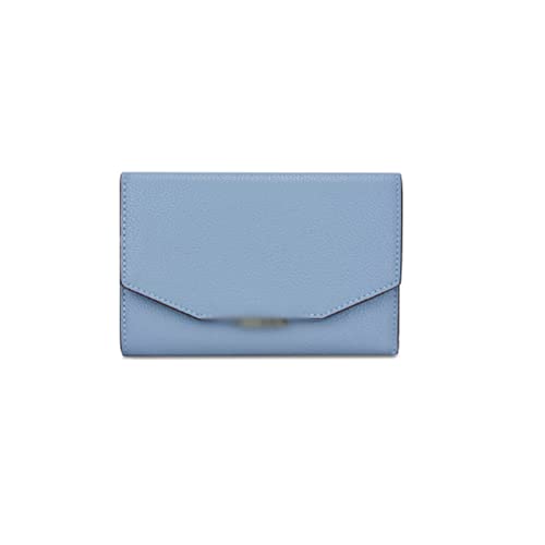 AQQWWER Geldbörsen für Damen Vintage Frauen Pu. Weiche Leder Kurze Tri-Fold-Münz-Geldbörse Reißverschluss Brieftasche lässig blau pink (Color : Blue) von AQQWWER