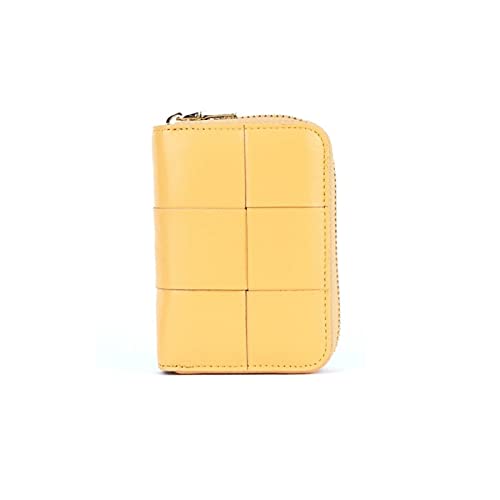 AQQWWER Geldbörsen für Damen Visitenkartenhalter Schaffell Brieftaschen Echtes Leder Reißverschluss Bank/ICH WÜRDE/Kreditkartenfall Black White Travel-Münz-Geldbörse (Color : Yellow) von AQQWWER