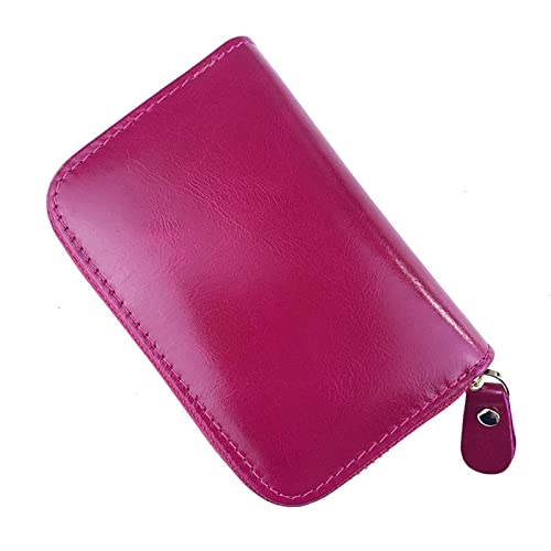 AQQWWER Geldbörsen für Damen Wallet Genuine Leather Purse for Men Zipper Coin Card Holder First Layer Cowhide Oil Wax Leather Mini Clutch Bag (Color : Purple) von AQQWWER