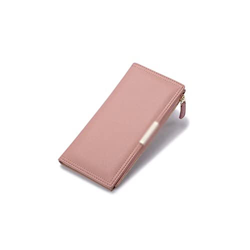 AQQWWER Geldbörsen für Damen Weibliche Lange Brieftasche Multi-Card-Reißverschlusshalter Frauen Brieftasche Clutch Mode Pu. Leder Brieftaschen weiche Geldbörse mit großer Kapazität (Color : Pink) von AQQWWER