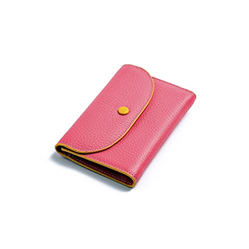 AQQWWER Geldbörsen für Damen Weiche Echtes Leder Brieftasche Frauen Kartenhalter Clutch Frauen Tasche 3 Falz Kurze Damen Brieftaschen mit Reißverschluss Münzbeutel (Color : Pink) von AQQWWER