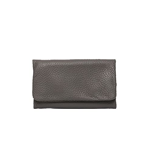 AQQWWER Geldbörsen für Damen Weiche Echtes Leder Key Case Brieftaschen Für Frauen Design Mini Kartenhalter Solide Farbe Damen Portable Münze Geldbörsen (Color : Grijs) von AQQWWER
