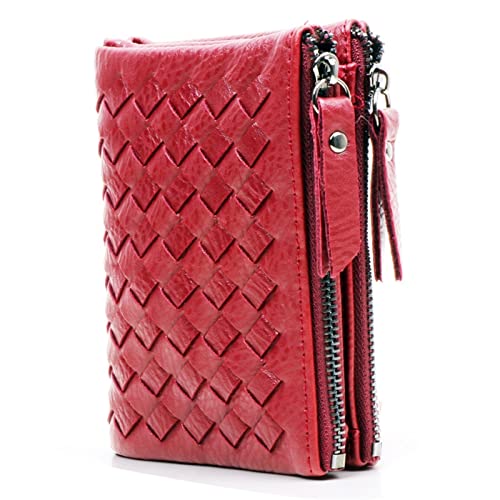 AQQWWER Geldbörsen für Damen Women Wallet Card Holder PU Leather Short Money Wallets PU Leather Lady Double Zipper Coin Purse Wallet for Women (Color : Red) von AQQWWER