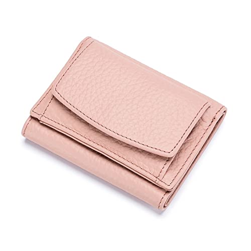 AQQWWER Geldbörsen für Damen Women Wallet Protect Female Leather Coin Bag Lady Candy Colors Mini Purse Japanese Style Short Wallet Card Holder (Color : Pink) von AQQWWER