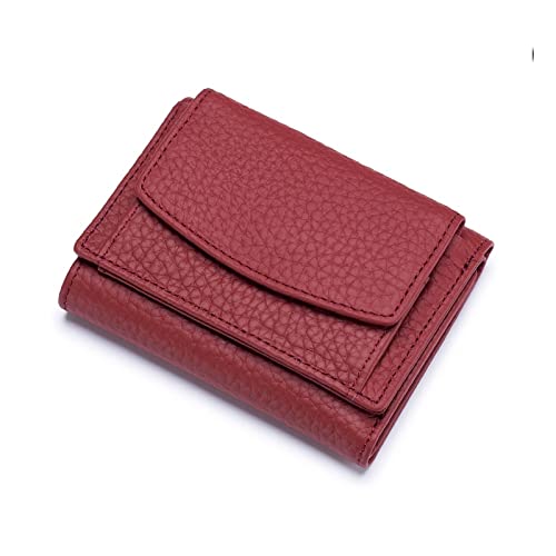 AQQWWER Geldbörsen für Damen Women Wallet Protect Female Leather Coin Bag Lady Candy Colors Mini Purse Japanese Style Short Wallet Card Holder (Color : Red) von AQQWWER