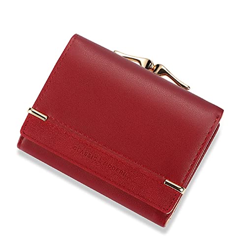 AQQWWER Geldbörsen für Damen Women Wallets Leather Luxury Designer Female Coin Purses ID Card Holder Wallet Short Ladies Money Bags Clutch Purse (Color : Red) von AQQWWER