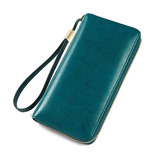 AQQWWER Geldbörsen für Damen WomenWallet Long Zipper Lady Purse Leather Clutch Wallets for Woman Cell Phone Hand Bag (Color : Blue Wallet) von AQQWWER