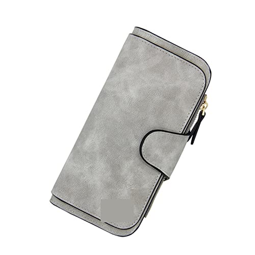 AQQWWER Geldbörsen für Damen WomenWallet Made of Leather Wallets Three Fold Vintage Womens Purses Mobile Phone Purse Female Coin Purse Clutch Bag (Color : Grijs) von AQQWWER