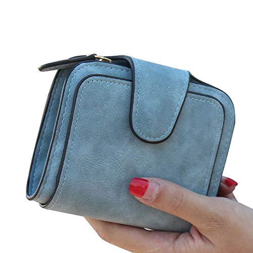 AQQWWER Geldbörsen für Damen Zipper Wallet Mode Kleine weibliche Handtasche Short-Geldbeutel Frauen-Mappe (Color : Blue) von AQQWWER