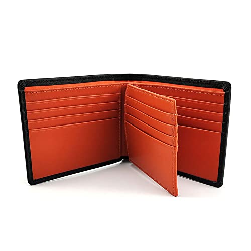 AQQWWER Herren Geldbörse Genuine Leather Wallet Men Classic Black Soft Napa Short Purse RFID Blocking Male Credit Card Holders (Color : Orange) von AQQWWER