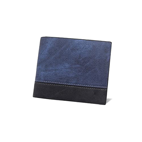 AQQWWER Herren Geldbörse Männer Brieftasche Geldbörse Reine Farbe Leder Business Kurze Brieftasche Retro Männer Brieftasche Brieftasche (Color : Blue) von AQQWWER