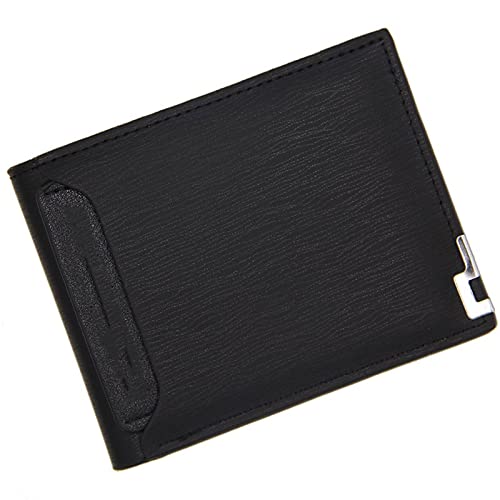 AQQWWER Herren Geldbörse Männer Kurze Brieftasche Multifunktionsmode Iron Kreditkartenhalter PU Geldtasche Vintage Männer Leder Brieftasche Schlanke männliche Geldbörsen (Color : Black) von AQQWWER