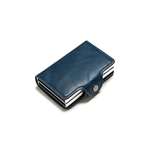 AQQWWER Herren Geldbörse Mann Geldbörse Doppelkästen Kartenhalterung Diebstahlsicherungssicherheit PU. Leder Brieftasche Reisegeld Fall (Color : Blue) von AQQWWER