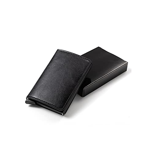 AQQWWER Herren Geldbörse Sicherheit SMART Brieftasche Diebstahl Diebstahl Männer und Frauen Karte Geldbörse Metall Aluminium Feste schlanke kleine Kurze Brieftasche (Color : Black) von AQQWWER