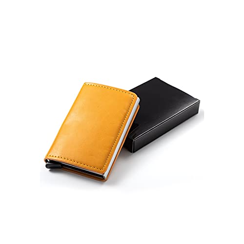 AQQWWER Herren Geldbörse Sicherheit SMART Brieftasche Diebstahl Diebstahl Männer und Frauen Karte Geldbörse Metall Aluminium Feste schlanke kleine Kurze Brieftasche (Color : Yellow) von AQQWWER
