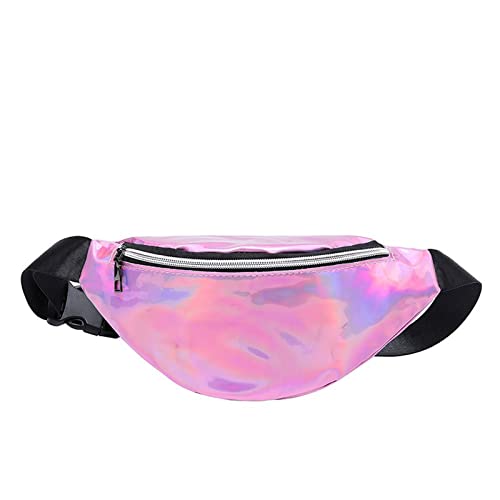 AQQWWER Hüfttasche Anti-verschüttete Brusttasche Verstellbare Taille Mode Lauf Damen Multifunktions-Reflektierende Laser-Gürteltasche (Color : Pink) von AQQWWER