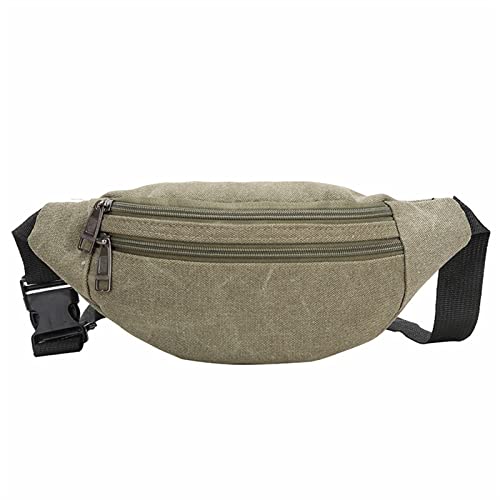 AQQWWER Hüfttasche Casual Canvas Waist Bag Unisex Functional Waist Bag Mobile Phone Bag Men and Women Convenient Belt Banana Bag Men (Color : Green A) von AQQWWER