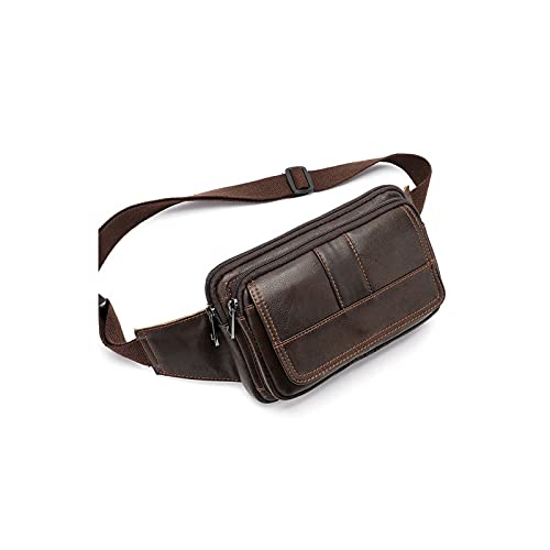 AQQWWER Hüfttasche Cindhide Herren Taille Tasche, Leder männlich Fanny Pack Hüfte Gürteltasche, Mann Handy Pouch Umhängetaschen für Männer Reisen Taille Packung (Color : Red Brown) von AQQWWER