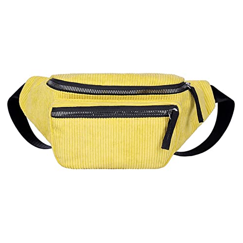 AQQWWER Hüfttasche Cord Gürteltasche Designer Reißverschluss Brusttasche Sport Reise Gürteltasche Mode Telefon Hüfttasche für Frauen (Color : Yellow) von AQQWWER