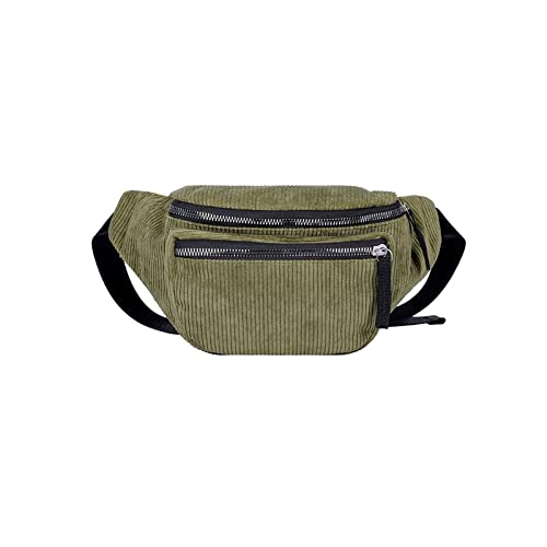 AQQWWER Hüfttasche Damen Leinwand Taille Bag Mode Straße Telefon Brusttasche Taille Tasche Corduroy Taille Tasche (Color : Green) von AQQWWER