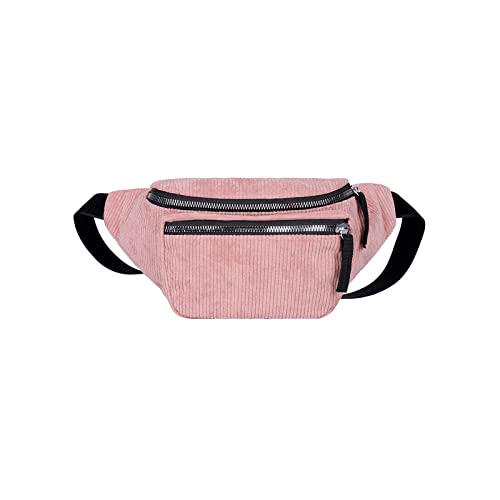 AQQWWER Hüfttasche Damen Leinwand Taille Bag Mode Straße Telefon Brusttasche Taille Tasche Corduroy Taille Tasche (Color : Pink) von AQQWWER
