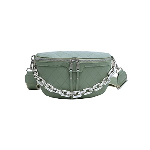 AQQWWER Hüfttasche Dicke Kette Taille Tasche Frauen Leder Taille Tasche Mode Brusttasche Taille Tasche Frauen Eine Schulter Messenger Bag (Color : Green) von AQQWWER