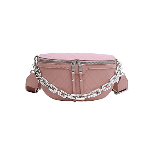 AQQWWER Hüfttasche Dicke Kette Taille Tasche Frauen Leder Taille Tasche Mode Brusttasche Taille Tasche Frauen Eine Schulter Messenger Bag (Color : Pink) von AQQWWER