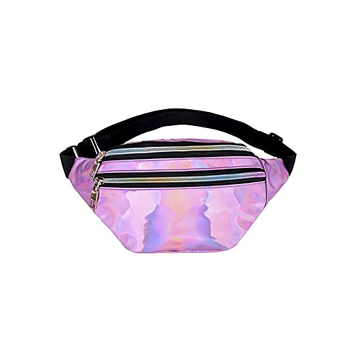 AQQWWER Hüfttasche Doppelter Reißverschluss Gürtelbeutel, Bunte Damen-Handy-Gürtel-Tasche, PU. Gürtelbeutel Multifunktionale Farbe One-Shoulder Messenger (Color : Pink) von AQQWWER