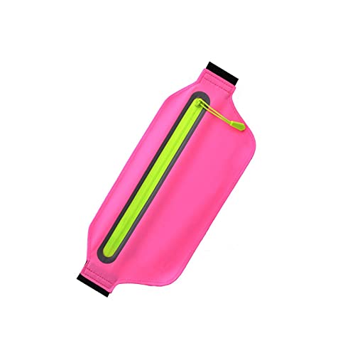 AQQWWER Hüfttasche Dünne Taille Tasche Frauen Fanny Pack Männer Geld Gürtel Bum Bag Outdoor Handy Hüfttasche mit Kopfhörer Loch Multifunktions-Fitnessstudio (Color : Pink) von AQQWWER