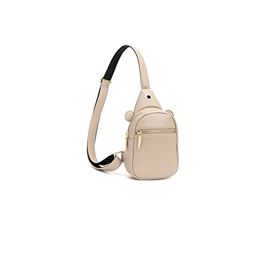 AQQWWER Hüfttasche Frauen Mode Kleine Brusttasche Mini Eine Umhängetasche Packung PU. Leder Kreuz Body Bags Handytasche (Color : Beige) von AQQWWER