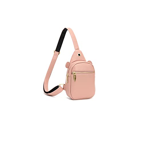 AQQWWER Hüfttasche Frauen Mode Kleine Brusttasche Mini Eine Umhängetasche Packung PU. Leder Kreuz Body Bags Handytasche (Color : Pink) von AQQWWER