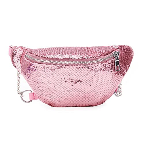 AQQWWER Hüfttasche Frauen Pailletten Fanny Pack Fashion Weibliche Taille Tasche Neue Brustbeutel Umhängetasche Glitter Bum Gürtel Taschen Taille Packs (Color : Pink) von AQQWWER