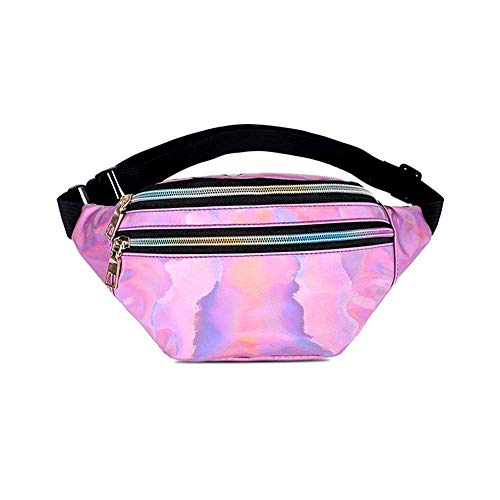 AQQWWER Hüfttasche Frauen Silber-Beutel-Spielraum Glänzend Waist Taschen Mode-Mädchen-Rosa-Hip Bag (Color : 2) von AQQWWER