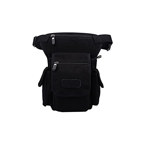 AQQWWER Hüfttasche Herren-Leinwand-Taille-Bein-Tasche Motorrad-Reiter Multi-Pocket Casual Sleing Männliche Taille Hüftgürtel Taille Tasche (Color : Black) von AQQWWER