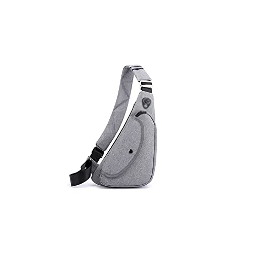 AQQWWER Hüfttasche Kleine Anti Diebstahl Brusttasche Mode Crossbody Taschen für Männer Mini Travel Sporttasche mit Kopfhörer (Color : Grijs) von AQQWWER