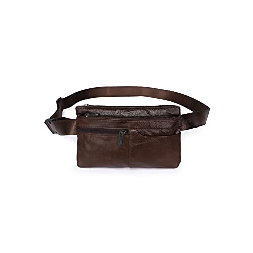 AQQWWER Hüfttasche Männer Echtes Leder Tasche Gürteltasche Leder Fanny Pack Taille Männliche Mode Luxus Kleine Taschen Taille Pack Kleine Umhängetaschen (Color : Coffee) von AQQWWER