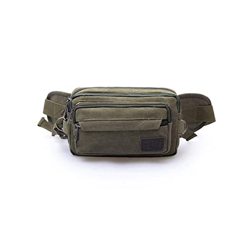 AQQWWER Hüfttasche Männer Leinwand Taille Tasche Lässig Lauf Joggen Multifunktionale Reißverschluss Messenger Umhängetasche Taille Tasche (Color : Army Green) von AQQWWER