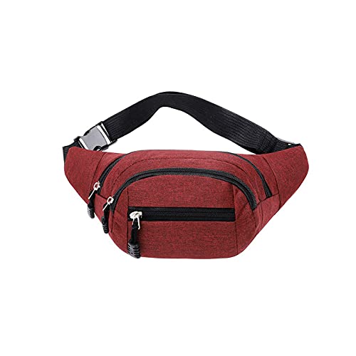 AQQWWER Hüfttasche MännerWaustaschen, Multifunktionale Outdoor Run Brusttaschen, Freizeit Große Kapazität Frauen Oxford Crossbody Bag (Color : Red) von AQQWWER
