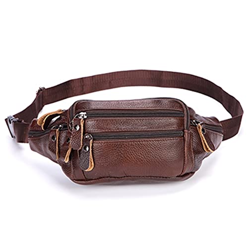 AQQWWER Hüfttasche Men Genuine Leather Male Leather Messenger Bags Brand Male Travel Waist Bag Men (Color : Coffee) von AQQWWER